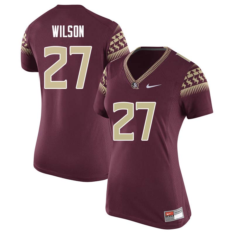 Women #27 Ontaria Wilson Florida State Seminoles College Football Jerseys Sale-Garnet